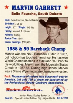 1991 Rodeo America Set A #5 Marvin Garrett Back